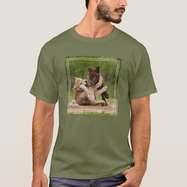 Grå vargvalpar bryter t shirt (Framsida)