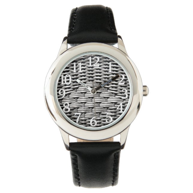 Grå Vävd Textur – Modern Abstrakt Mönster Armbandsur (Framsida)