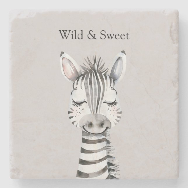 Grå Vild & Söt Zebra Stenunderlägg (Framsidan)