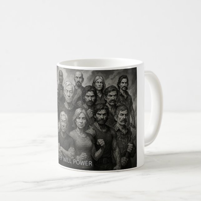 Grå Viljekraft Kaffe Mugg (Framsida höger)