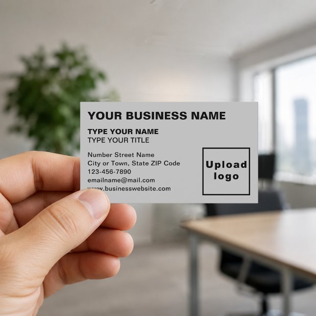 Grå visitkort med vänsterjusterad layout (Front of the business card)