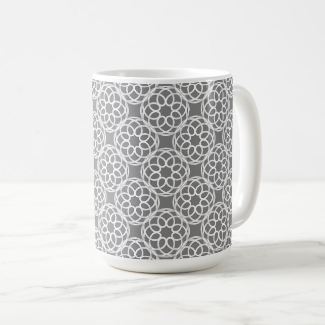 Grå Vit Geometrisk Sömlös Mönster Kaffemugg (Framsida höger)