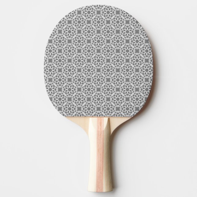 Grå vit geometrisk sömlös mönster pingisracket (Framsidan)