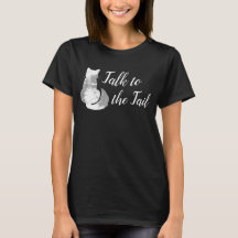 Grå Vit Katt Abstrakt Prata Med Svansen T-Shirt