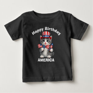 Grå & Vit Kattunge (1d) Patriotisk Barn T-Shirt
