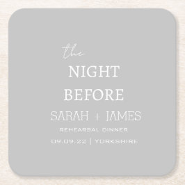 Grå Vit Kvällen Före Repetitionsmiddagsfest Underlägg Papper Kvadrat