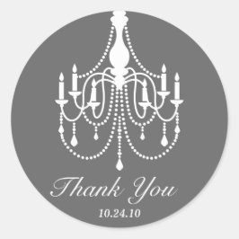 Grå Vit Ljuskrona Tack Runt Klistermärke