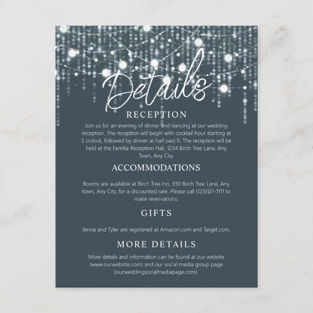 Grå & Vit Ljusslinga Förpackningskort Tilläggskort (Framsida)