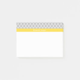 Grå Vit Marockansk #5 Ananas Namn Monogram Post-it Block