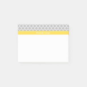 Grå Vit Marockansk #5 Ananas Namn Monogram Post-it Block
