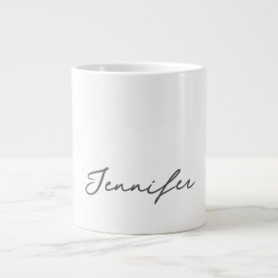 Grå Vit Modern Minimalistisk Handskriven Namn Jumbo Mugg