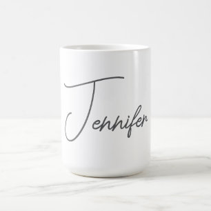 Grå Vit Modern Minimalistisk Handskriven Namn Kaffemugg