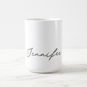 Grå Vit Modern Minimalistisk Handskriven Namn Kaffemugg