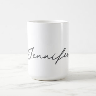 Grå Vit Modern Minimalistisk Handskriven Namn Kaffemugg