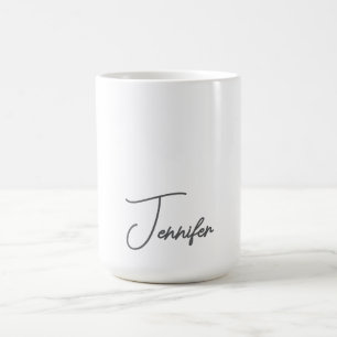 Grå Vit Modern Minimalistisk Handskriven Namn Kaffemugg