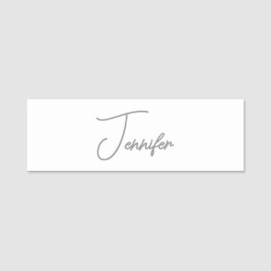 Grå Vit Modern Minimalistisk Handskriven Namn Namnbricka