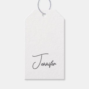 Grå Vit Modern Minimalistisk Handskriven Namn Presentetikett