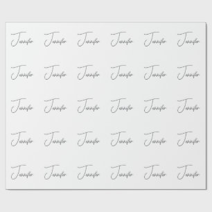 Grå Vit Modern Minimalistisk Handskriven Namn Presentpapper