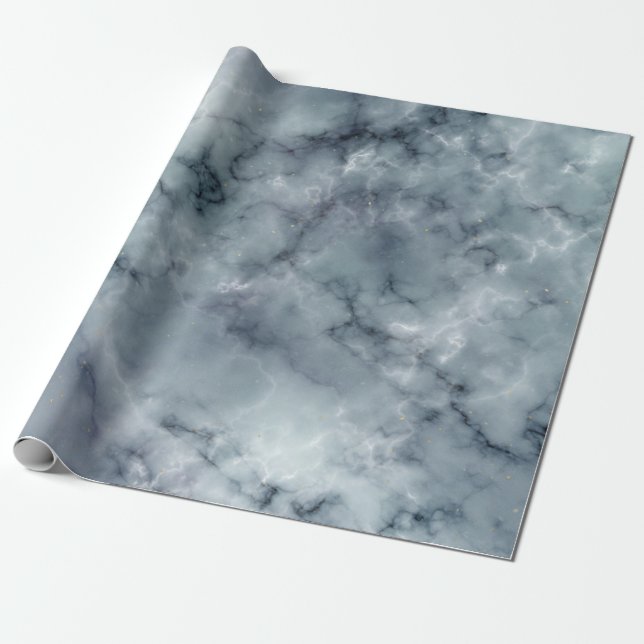 Grå Vit Och Svart Marmormönster Presentpapper (Utrullad)