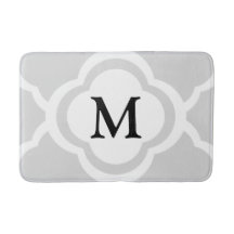 Grå & Vit Quatrefoil Mönster Monogram