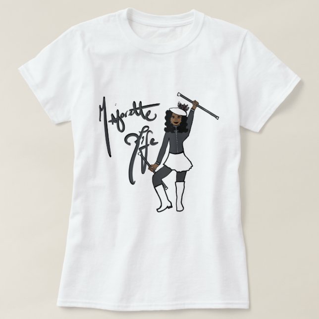 Grå Vit Snurrande Flicka T-Shirt (Design framsida)