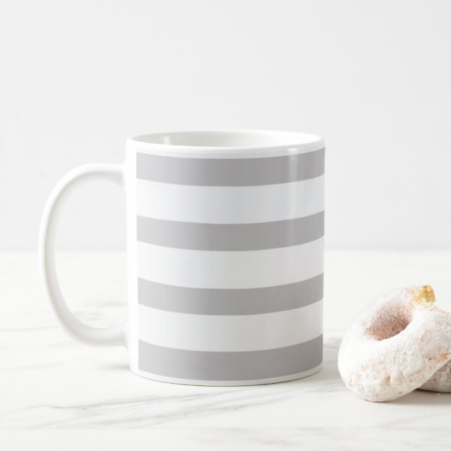Grå vita Candy-ränder  Kaffemugg (Med munk)