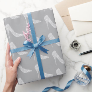 Grå vita diamant högklackade skor bröllop presentpapper