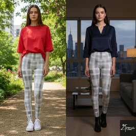 Grå & Vita Glam Leggings