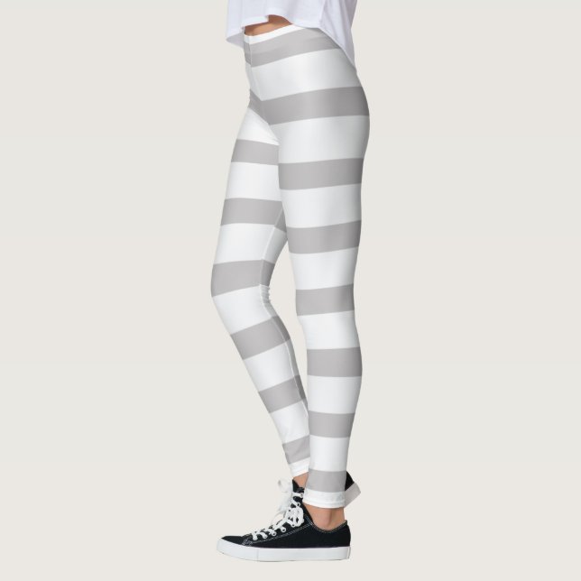 Grå Vita Godisränder Leggings (Vänster)