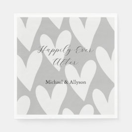 Grå Vita Hjärtans Bröllop Pappersservett