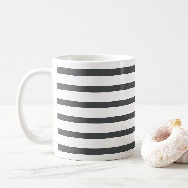 Grå vita ränder kaffemugg (Med munk)