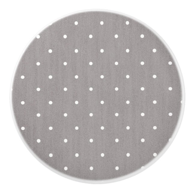 Grå & Vita Små Prickar Modern Chic Knopp (Framsidan)