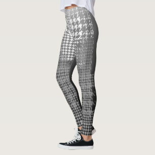 Grå vitsvartHoundstooth kontroll Ombre Leggings
