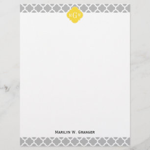 Grå Wht Moroccan #5 Ananas 3 Initialer Monogram