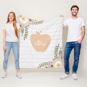 Grå Wood dammig blom- rosa Apple lärare Fleecefilt