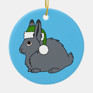 Gråa arktiska Hare med den gröna Santa för jul Julgransprydnad Keramik
