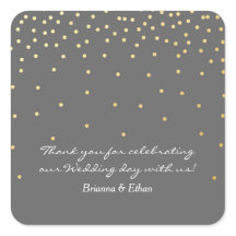 Gråa & Guld Folie Prickar Moderna Bröllopsdekaler