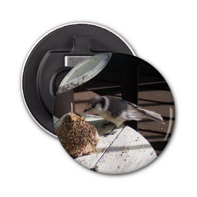 Gråa Jay och sätta en klocka på knäppas Flasköppnare (Framsidan)