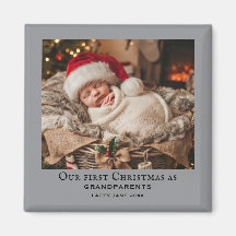 Gråa mor- och farföräldrars första jul bebis foto