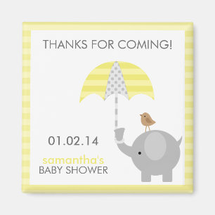 Gråa och gula elefantbaby showerfavörer magnet