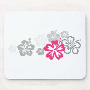 Gråa och rosa hibiskusdesigner musmatta