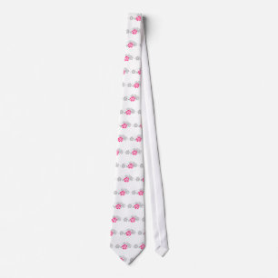 Gråa och rosa hibiskusdesigner slips