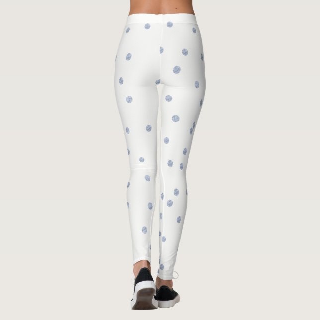 Gråa prickiga cirklar Vita Leggings  (Baksida)