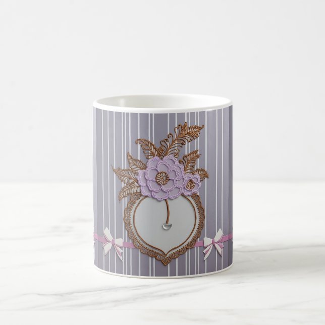Gråa ränder AI-konst  Kaffemugg (Center)