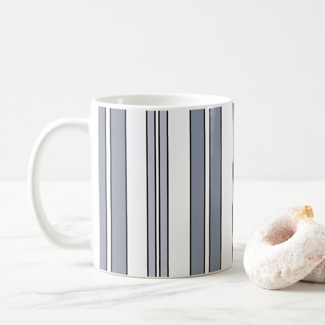 Gråa ränder kaffemugg (Med munk)