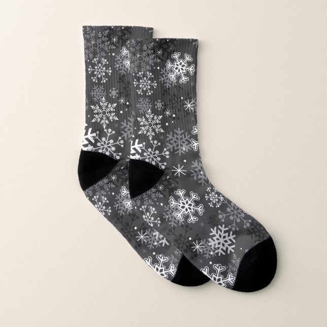 Gråa Snowflaketrycksockor Strumpor (Par)