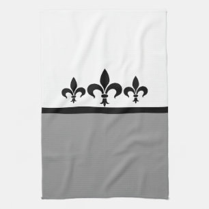 Gråa Stroppig Fleur De Lis Handduk Kökshandduk
