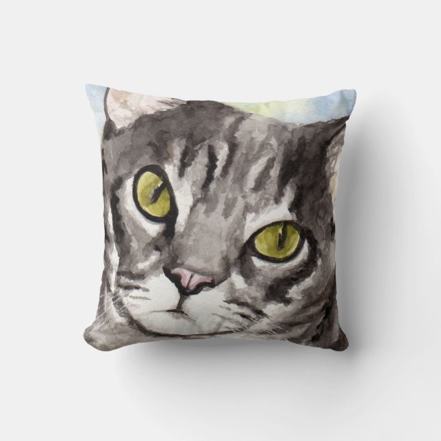 Gråa tabby kattgåvor kudde (Framsida)