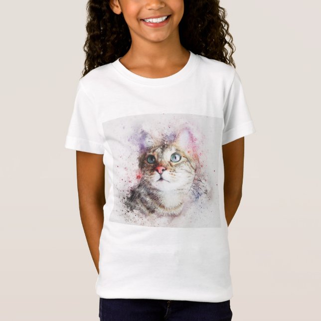 Gråa tabby kattT-tröjaflickor T Shirt (Framsida)
