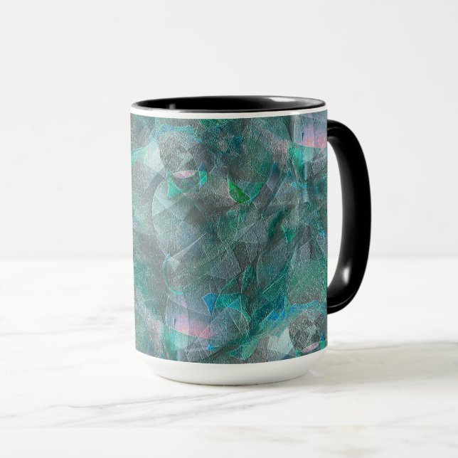 Gråaktig cyan över oavslutat väggplåster mugg (Framsida höger)